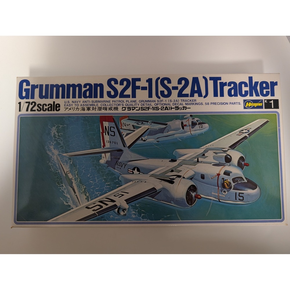Hasegawa 1/72 Grumman S2F-1 S-2A Tracker Navy Patrol Plane Model Kit K1 Open Box